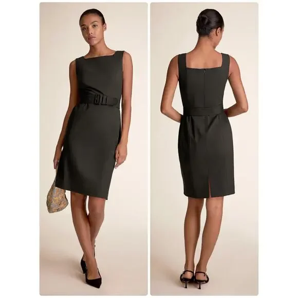 M.M.LaFleur Cynthia Dress Black Wool Sheath Square Neck Work Size 16 - Picture 2 of 12